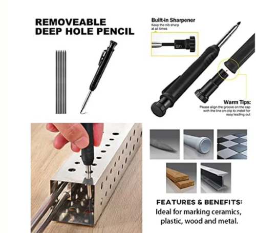 Multifunctional Construction Pencil – Marks on All Materials, Robust Tip & Adjustable Pressure 📏