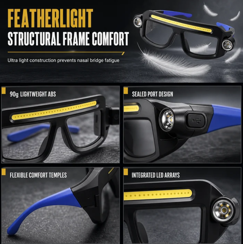 Dual Beam Rechargeable Glasses Light – Hands Free Clip-On LED Eyewear Lamp, Type-C