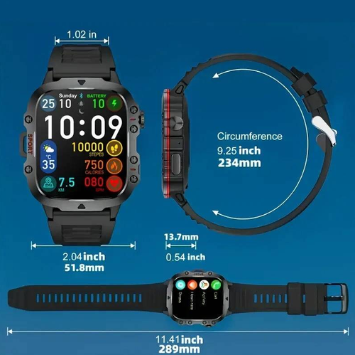 🔥 Rugged Outdoor Smart Watch - 100+ Sports Modes（Two straps）