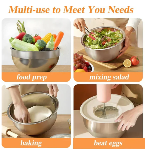 6-piece stainless steel bowl set with lids