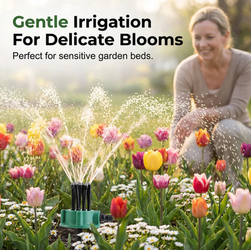 Precision Irrigation Sprinkler – 360° multi‑directional, custom spray patterns. Gentle on delicate plants. Save water, grow better.