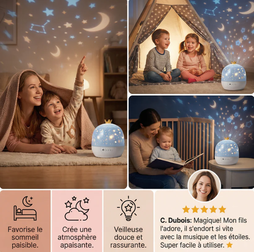 Veilleuse et projecteur 2-en-1 pour enfants