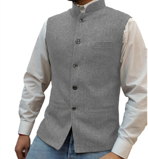 Gilet à chevrons pour homme avec col montant