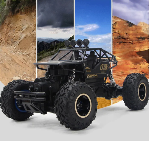 A remote-controlled climbing car made of lightweight metal,