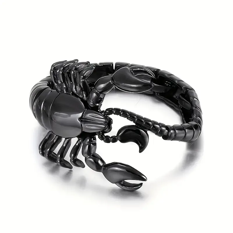 Men's Retro Punk Motorcycle Bracelet - Bold Black Scorpion Design, Alloy Fashion Accessory, European and American Style, Bold