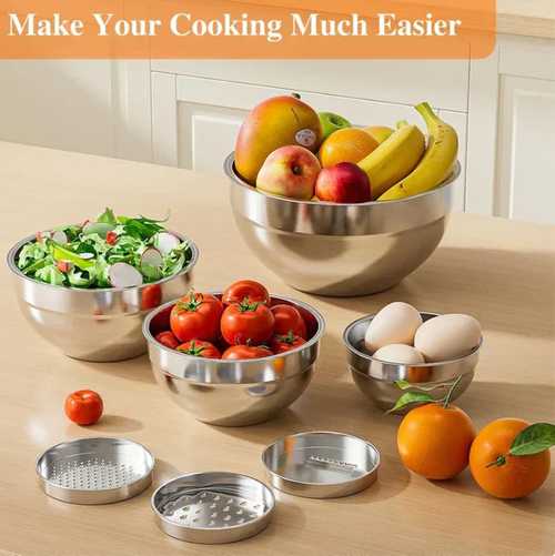6-piece stainless steel bowl set with lids