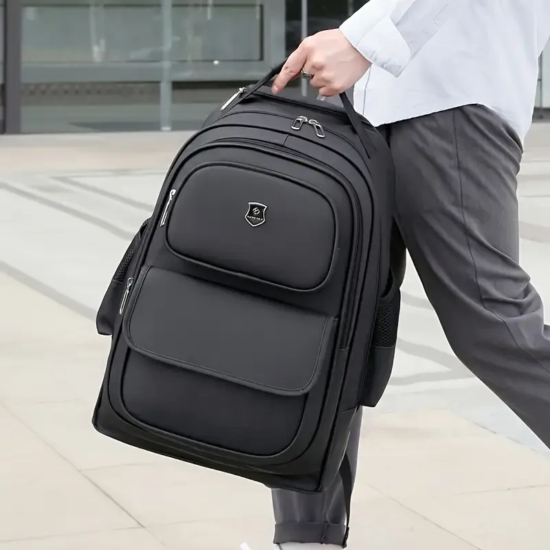 Multi-Functional Rolling Backpack, High-Quality Oxford Material, Large Capacity, Multiple Storage Compartments, Quiet Wheels, Hidden Telescopic Handle, Unisex Casual Fashion, Men's Shoulder Bag for Travel and Leisure
