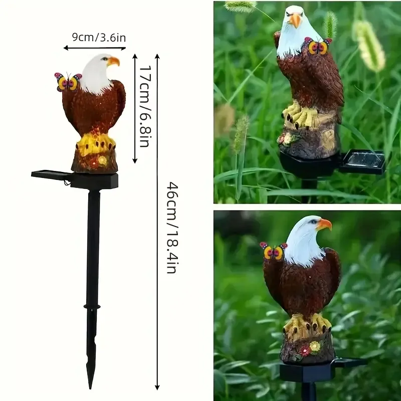 Solar-powered eagle ground plug lights