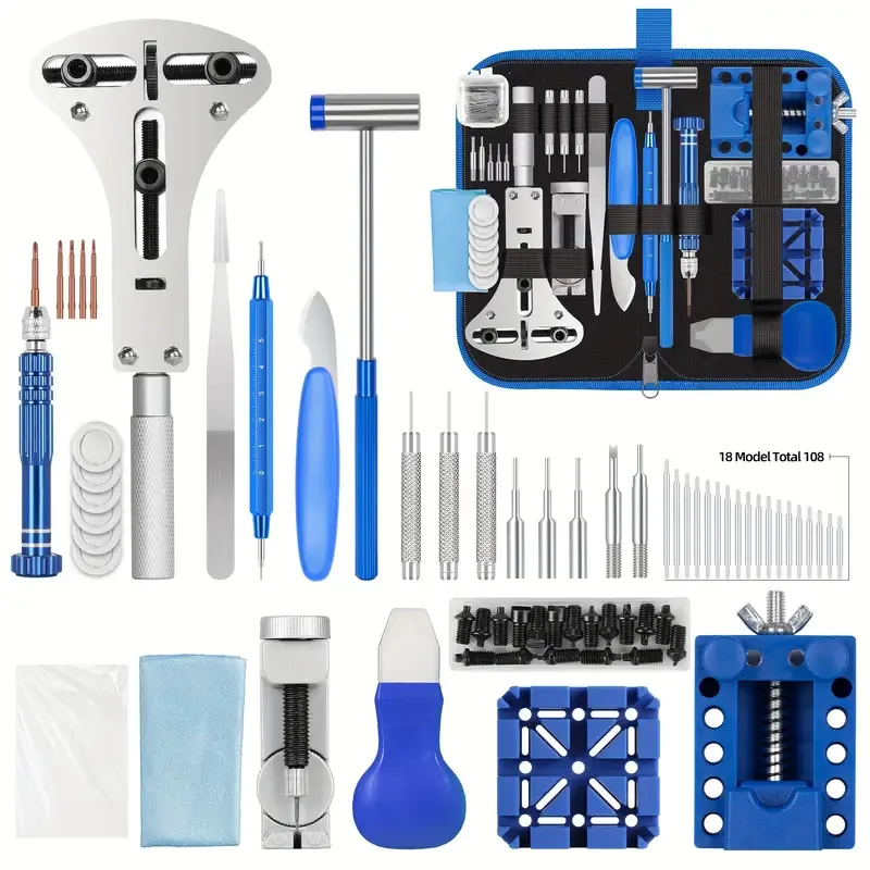 210pcs Watch Repair Kit, Professional Watch Repair Tool, Watch Battery Replacement Tool Kit, Professional Spring Bar Tool Set, Watch Band Link Pin Tool Set With Carrying Case