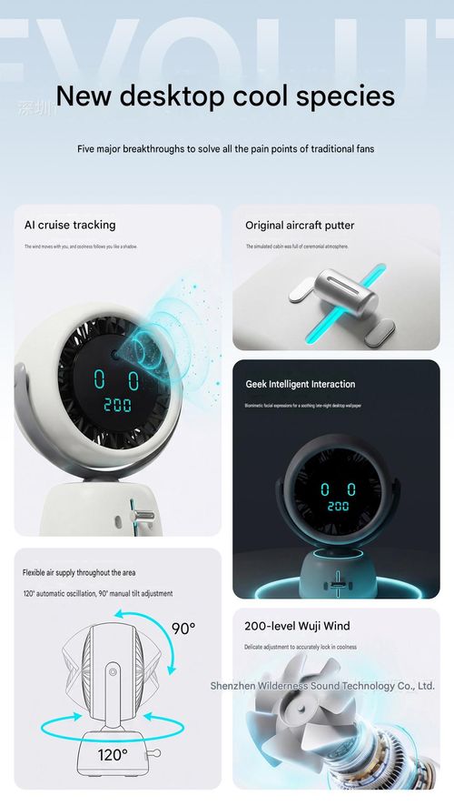 AI Face Recognition USB Mini Portable Silent Circulating Desktop Fan with Touchscreen Airflow