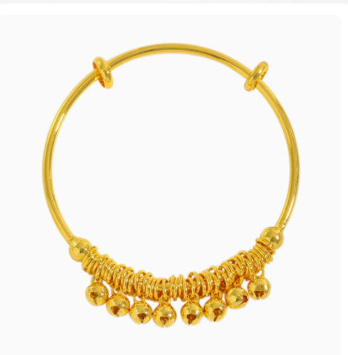 Eight-treasure bell bracelet, pure copper gold-plated tassel bell2pc