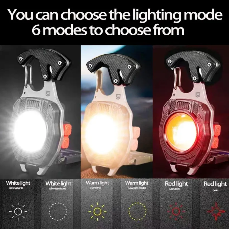 Ultimate 9-in-1 LED Keychain COB Light with Magnetic Base, Multi Tools & USB-C Charging