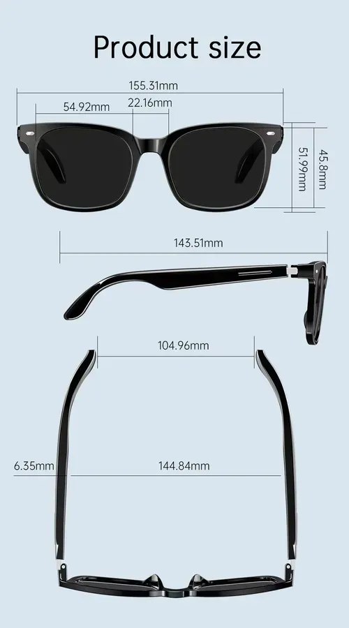 AI Smart Bluetooth Audio Sunglasses: UV protection, crystal-clear vision, hands-free calling and music playback, remote photography