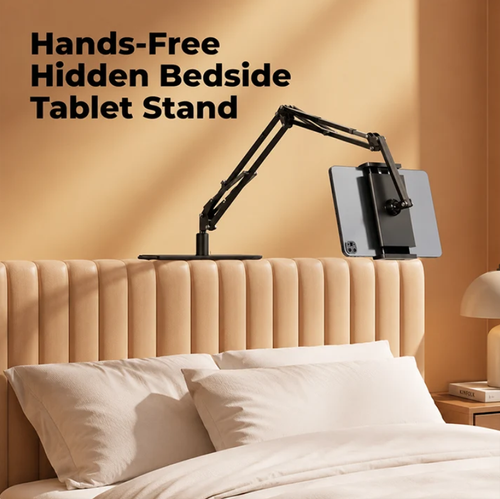 Tuck this tablet stand under your mattress and watch movies like you're in a movie theater