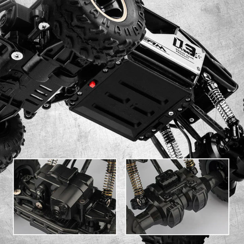 A remote-controlled climbing car made of lightweight metal,
