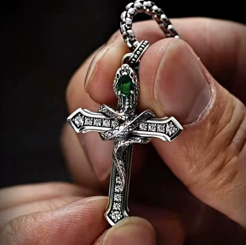 Teng Snake Cross Necklace