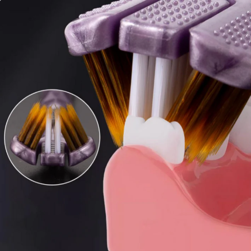 Three-headed multi-angle cleaning toothbrush