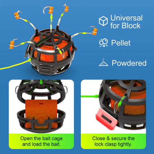 Reverse Bottom Bait Cage Fishing Hook  3pc