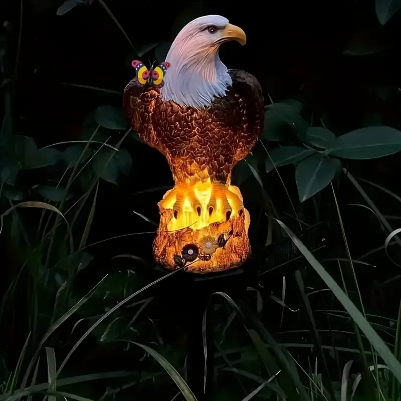 Solar-powered eagle ground plug lights