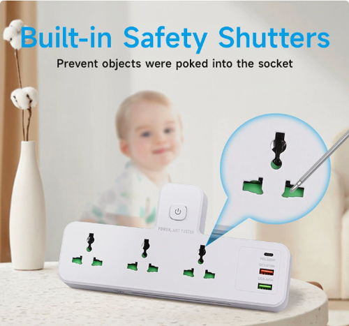 Power Socket 2 Port Universal 2500W, 1PD 20W, 2USB 18W-12W, Night Lamp