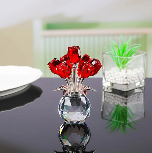 🌹 Eternal Crystal Rose Flower Figurine in Vase   Seven colors