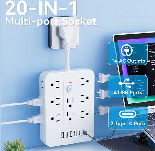 20-in-1 Power Strip with Overload Protection🔌