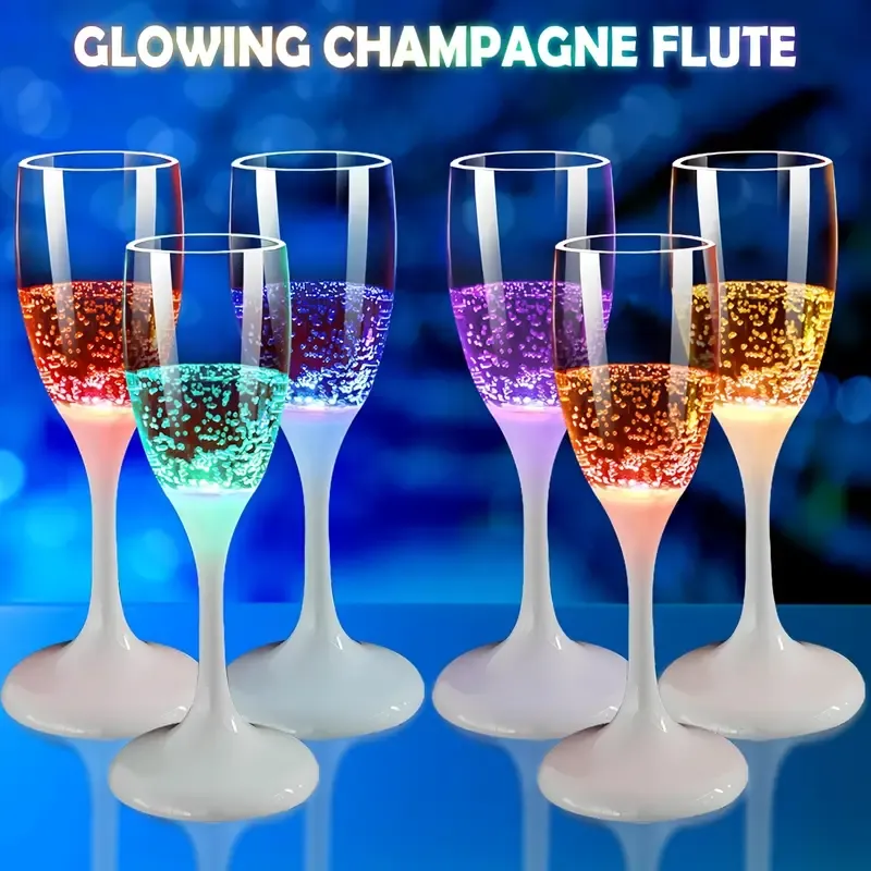 LED light up wine champagne glass set of 6
