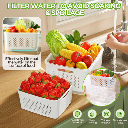 🍓 Refrigerator Food Storage Containers – Keep Fruits Fresh4-piece set