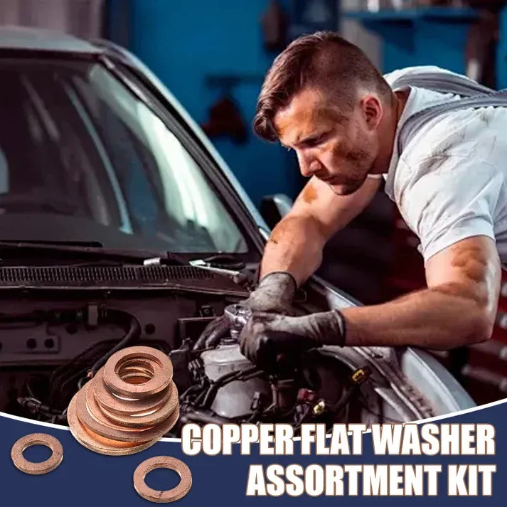 200 PCS Copper Flat Washer Assortment Kit