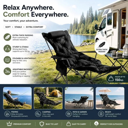Portable, adjustable folding chair for outdoor use – Lightweight, sturdy & versatile