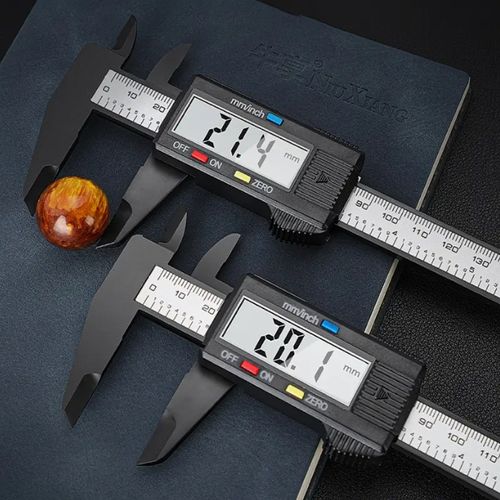 High-precision digital caliper with large LCD display - Durable carbon fiber material, adjustable strap for office and industrial use