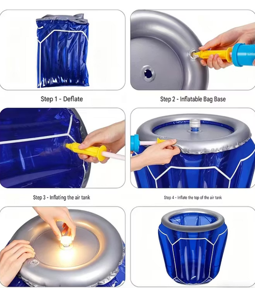 Inflatable PVC ice bucket, inflatable refrigerator, portable beverage bucket, suitable for parties.