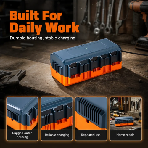 Multi-slot fast charger for lithium batteries
