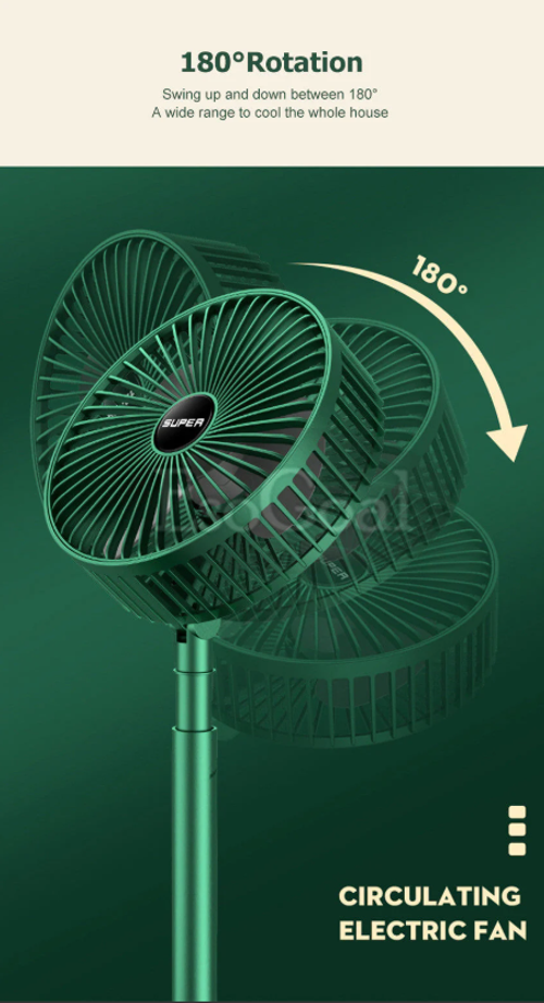 Electric Fan Mini Foldable Telescopic Fan Low Noise Portable Folding Telescopic Small Desktop Fan High Battery Life USB Rechargeable Floor Fan For Student Dormitory Home Outdoor Camping Office
