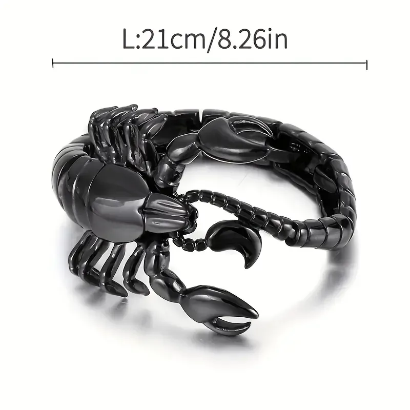 Men's Retro Punk Motorcycle Bracelet - Bold Black Scorpion Design, Alloy Fashion Accessory, European and American Style, Bold