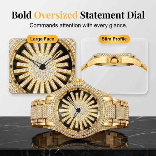 Men's Iced-Out Rotating Dial Watch