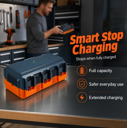 Multi-slot fast charger for lithium batteries