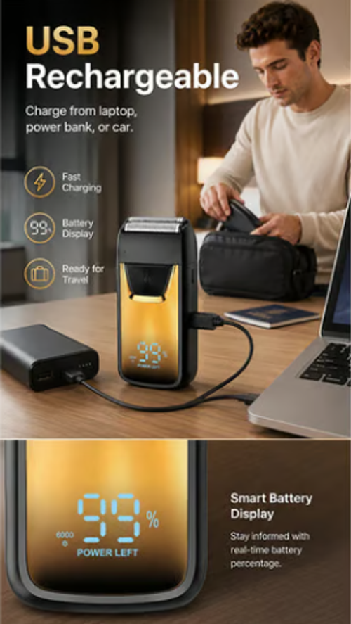 Mini Portable Electric Shaver with LED Display