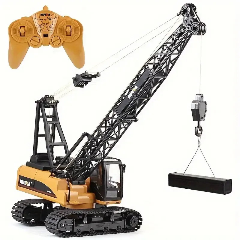 Remote Control Construction Toys, 15 Channel Electric Alloy Crane Truck With Heavy Metal Hook, 1:14 Scale Remote Control Lifting Construction Truck With Lights, Gifts