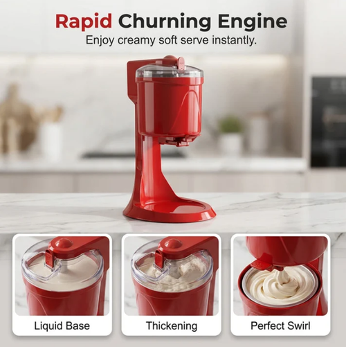 Automatic Ice Cream Machine – 15‑min quick churn, 1.0L capacity. One‑touch dispensing. Homemade soft serve! 🍨✨