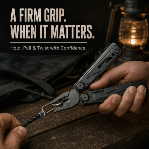 16-in-1 Camping Multi-Tool with Full-Size Scissors & Carrying Pouch