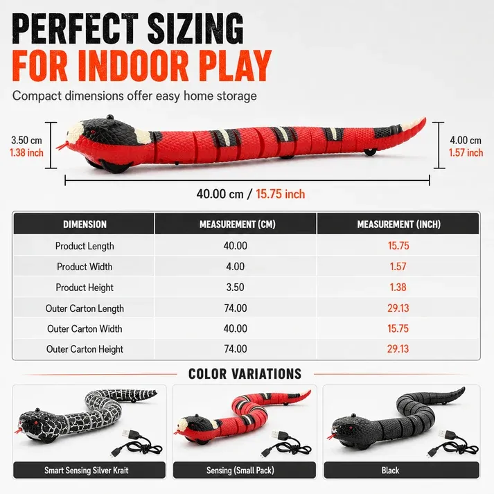 Smart Sensing Electric Snake Toy with Obstacle Avoidance Banded Krait Interactive Prank Toy for Kids