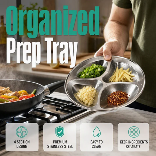 4‑Compartment Prep Plate for Kitchen Organization4pc