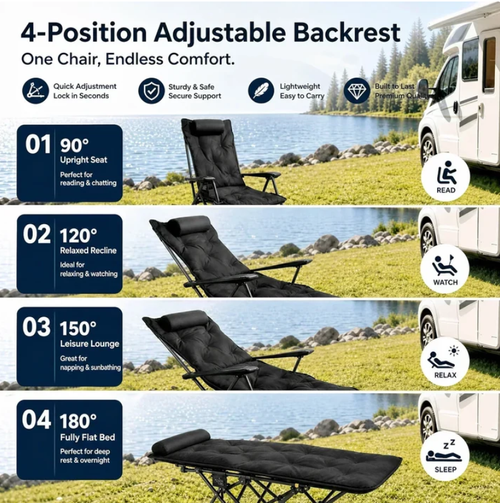 🪑 Portable, adjustable folding chair for outdoor use – Lightweight, sturdy & versatile 🏕️✨
