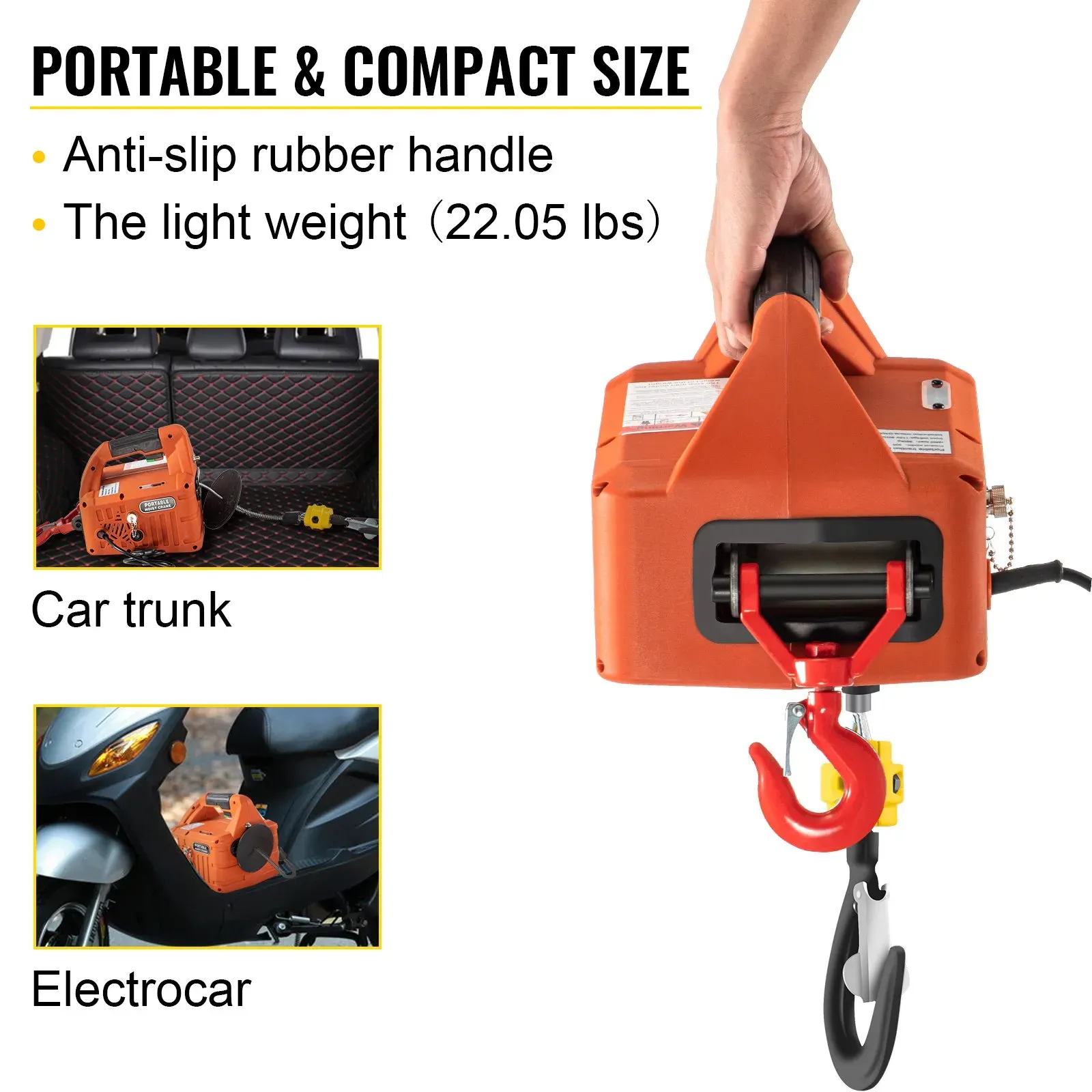 3-in-1 Electric Hoist Winch 1100lbs, Overload Protection, Towing & Lifting, Wireless Remote, 25ft Lifting Height, 220V Power, Manual Control