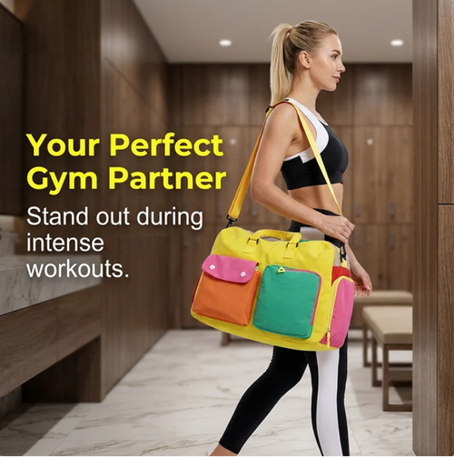 Casual Color Block Overnight Bag – Spacious & durable – Perfect for gym, travel or weekend trips – lightweight with carry handles