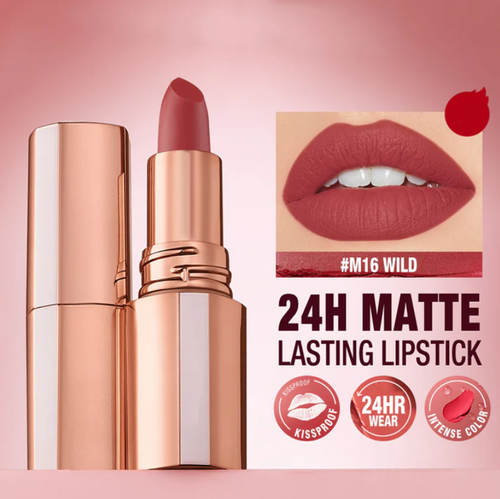Matte Lipstick – Smudge‑proof, transfer‑resistant, vibrant colour. Comfortable & non‑drying – lasts all day! 👄🌹