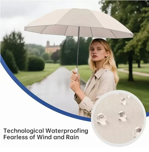 Portable Automatic Folding Umbrella, Windproof Waterproof with Loop Buckle
