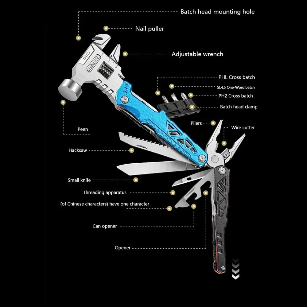 Upgraded version Multi-function hammer, 18 in 1