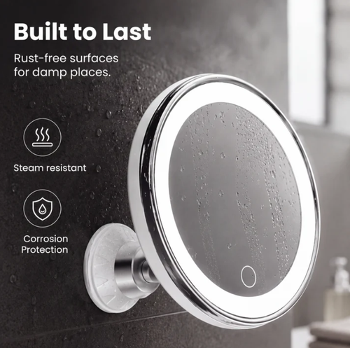 10x Magnifying Makeup Mirror with LED Light and Suction Cup